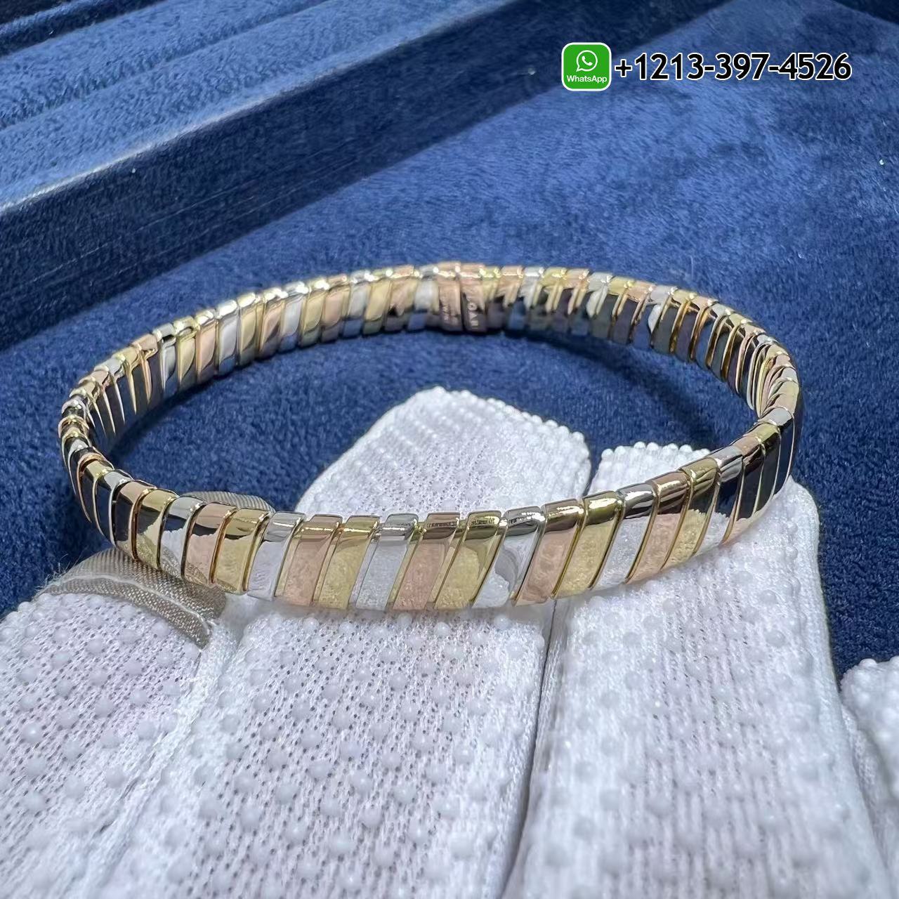 lg4dsv4ips5 Custom Made Best Sellers Quality 1:1 Bvlgari Tubogas 18 kt Yellow, White and Rose Gold Bracelet - High Quality 18k Gold and Diamond Luxury Distinctive Collection Designer Jewelry Customized Factory Price - Image 4