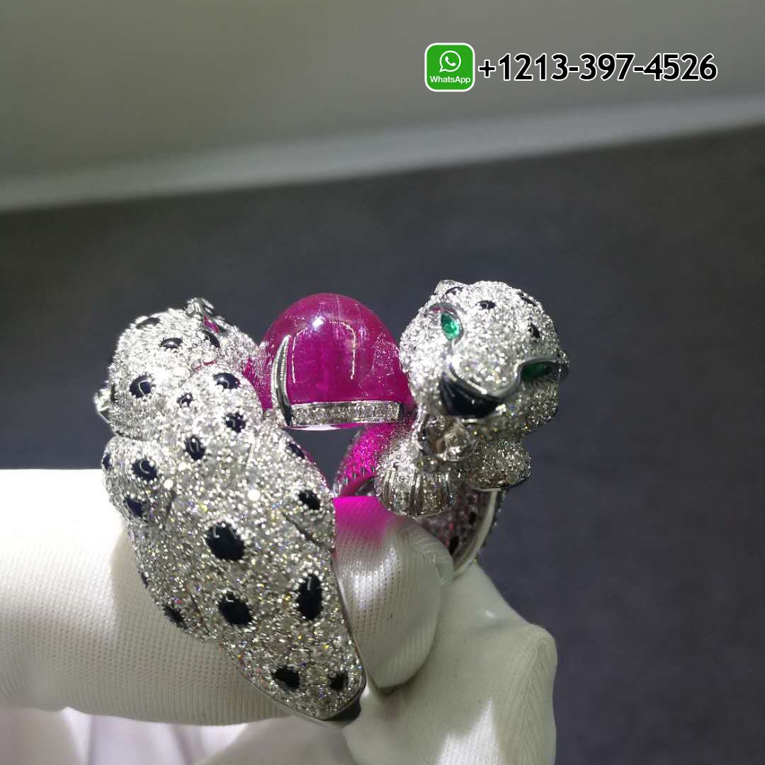 lguejxpkb3l Cartier 18k White Gold Ruby Emeralds Onyx Panthere de Cartier High Jewellery Ring - High Quality 18k Gold and Diamond Luxury Distinctive Collection Designer Jewelry Customized Factory Price - Image 5