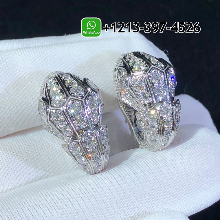lhd33atoqmt Custom Made Best Quality 1:1 Bvlgari Serpenti 18k White Gold Full Pave Diamonds Earrings - High Quality 18k Gold and Diamond Luxury Distinctive Collection Designer Jewelry Customized Factory Price - Image 4