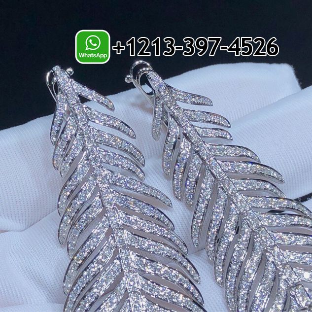 ll2eldg0pum Custom Made Best Sellers Quality 1:1 Copy Boucheron Plume de Paon 18k White Gold Pave Diamond Feather Pendant Earrings - High Quality 18k Gold and Diamond Luxury Distinctive Collection Designer Jewelry Customized Factory Price - Image 7