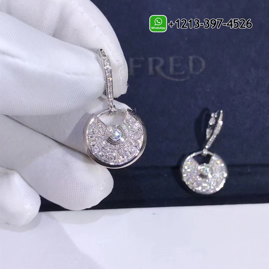 lmkvqer4vus Custom Made Best Sellers Quality 1:1 Cartier Amulette 18K White Gold and Diamond De Cartier Earrings - High Quality 18k Gold and Diamond Luxury Distinctive Collection Designer Jewelry Customized Factory Price - Image 4