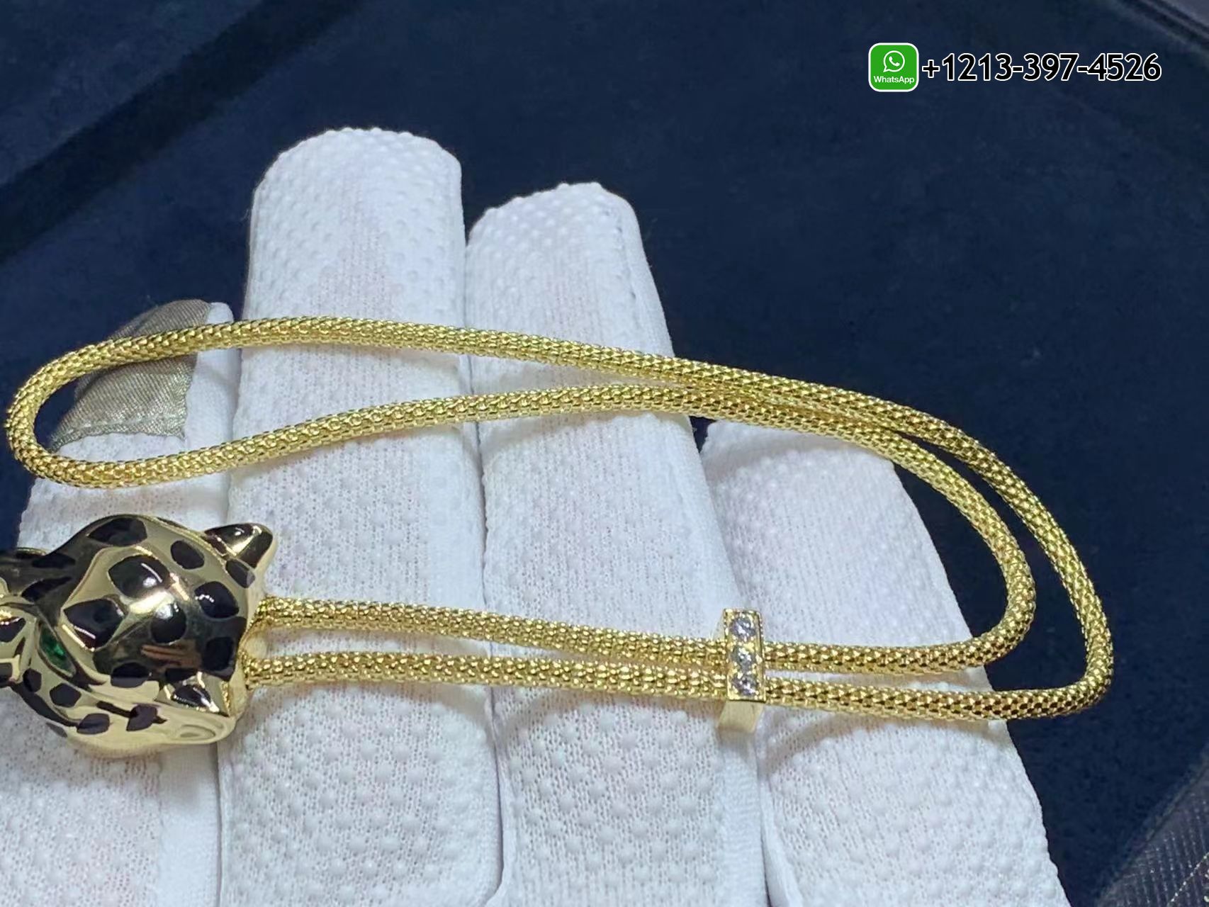 lowhjmwrk0r Best Sellers 1:1 Quality Cheap Custom Made 18k Yellow Gold 2 Tsavorite Garnets Onyx Panthere de Cartier and Diamond Bracelet - High Quality 18k Gold and Diamond Luxury Distinctive Collection Designer Jewelry Customized Factory Price - Image 6