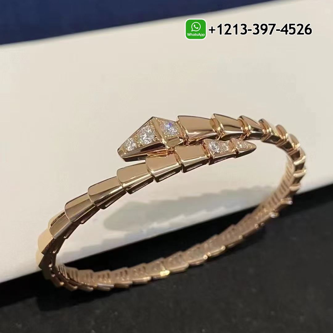lppjhxt4nzr Custom Made Best Sellers Quality 1:1 Bvlgari 18k Rose Gold Serpenti Viper Diamond One-coil Slim Bracelet - High Quality 18k Gold and Diamond Luxury Distinctive Collection Designer Jewelry Customized Factory Price - Image 2