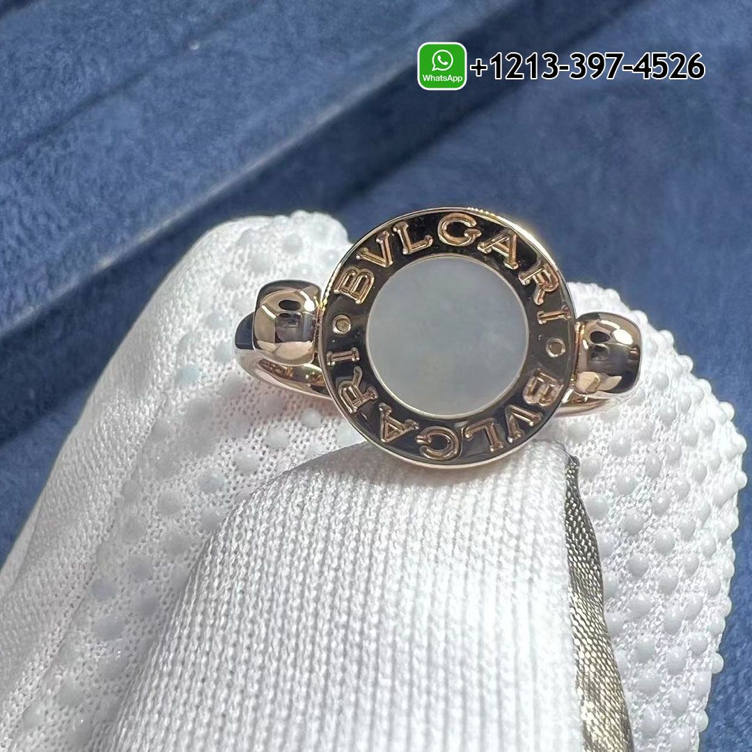 Custom Made Bvlgari Classic 18K Rose Gold, Onyx & Mother-of-Pearl Flip Ring Replica - High Quality 18k Gold and Diamond Luxury Distinctive Collection Designer Jewelry Customized Factory Price Lsybagmvk3x
