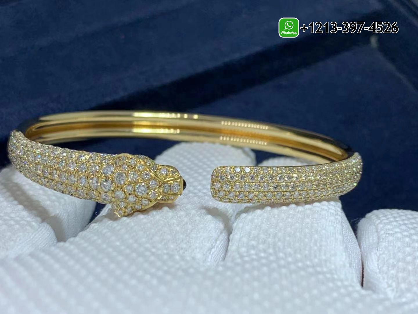 lubgrfoyw31 Best Sellers 1:1 Quality Cheap Custom Made Cartier 18k Yellow Gold Pave Diamond Small Panthère de Cartier Bracelet - High Quality 18k Gold and Diamond Luxury Distinctive Collection Designer Jewelry Customized Factory Price - Image 7