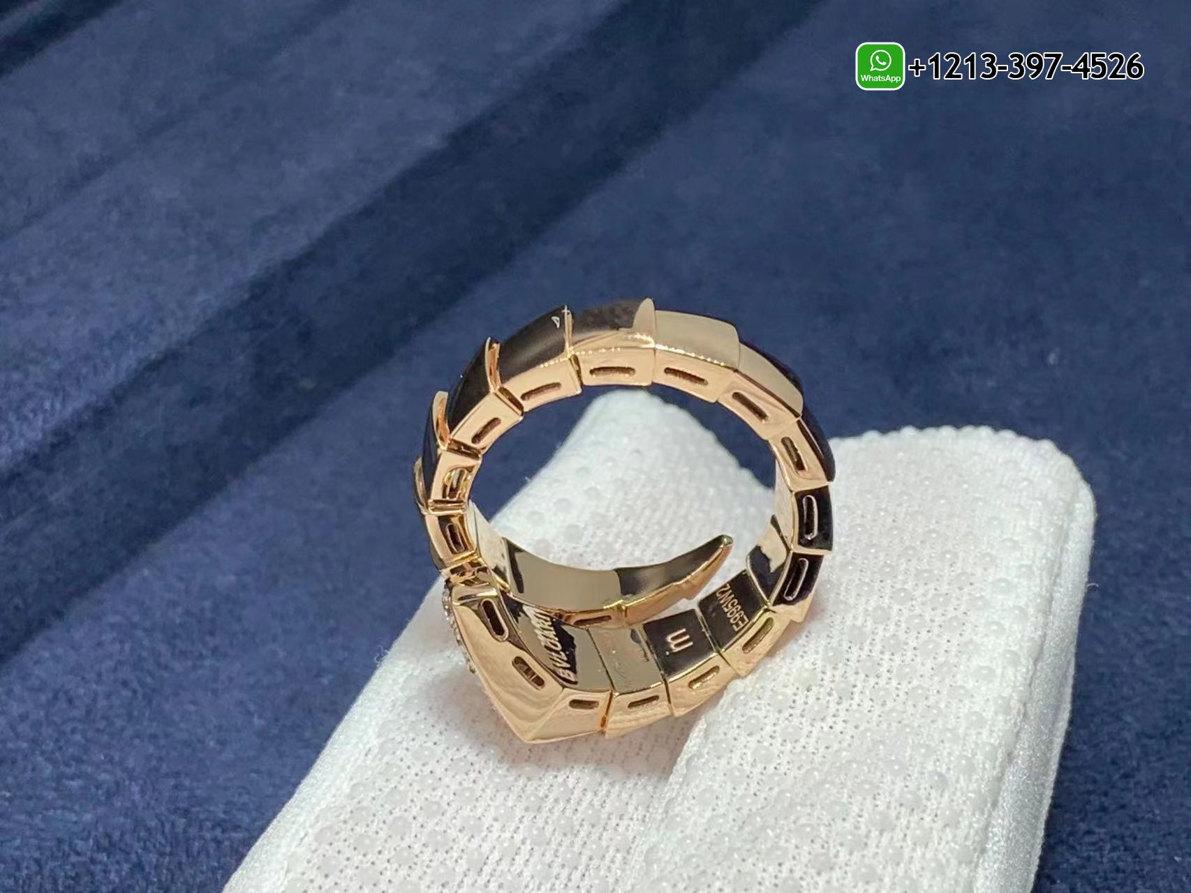 lxksahdyjnx Best Quality 1:1 Bvlgari Serpenti Viper 18K Rose Gold Pavé Diamonds on The Head One-coil Ring - High Quality 18k Gold and Diamond Luxury Distinctive Collection Designer Jewelry Customized Factory Price - Image 8