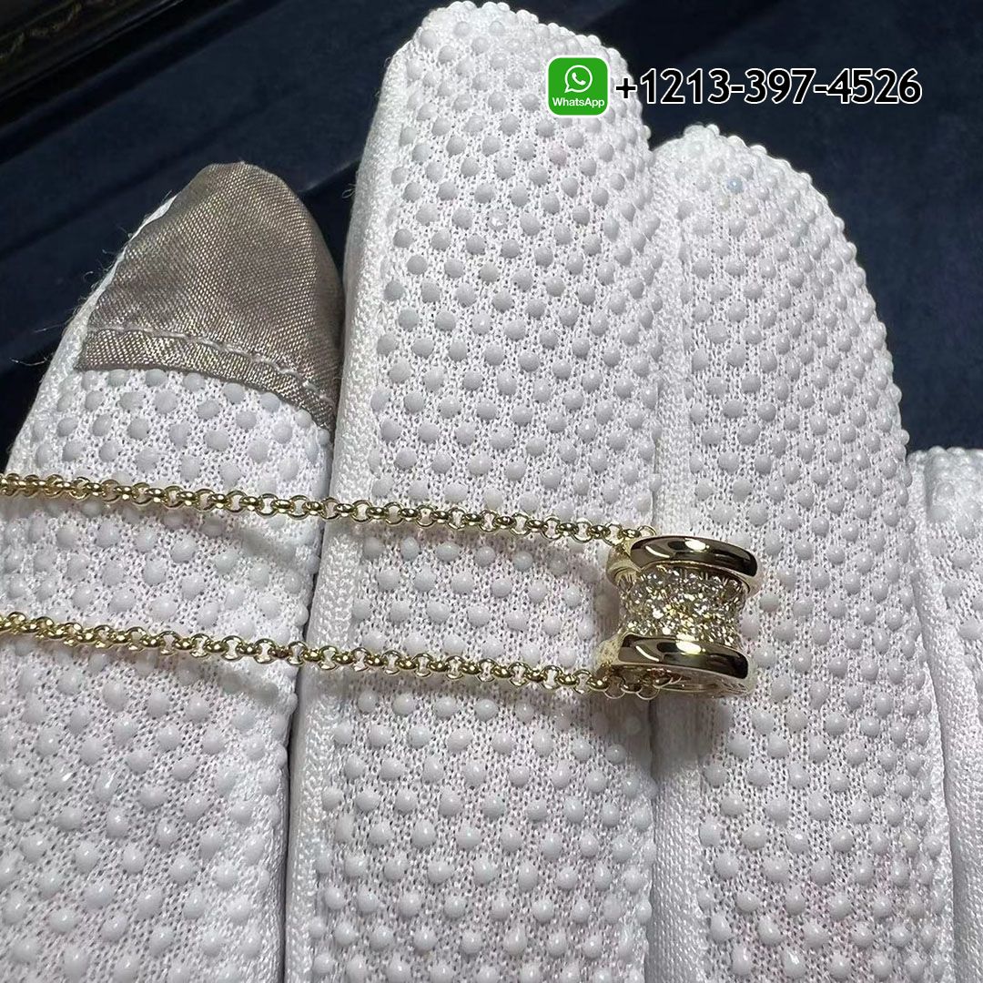 Custom Made 1:1 High Quality Bvlgari B.zero1 Necklace With18k Yellow Gold Pendant Set with Pavé Diamonds on the Spiral - High Quality 18k Gold and Diamond Luxury Distinctive Collection Designer Jewelry Customized Factory Price Lxyfivjjise