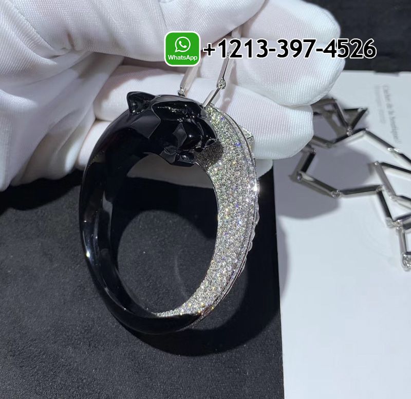 m55ourzeh2x Custom Made Best Quality 1:1 Panthere de Cartier 18k White Gold Pave Diamond Onyx Emeralds Black Ceramic Necklace - High Quality 18k Gold and Diamond Luxury Distinctive Collection Designer Jewelry Customized Factory Price - Image 3
