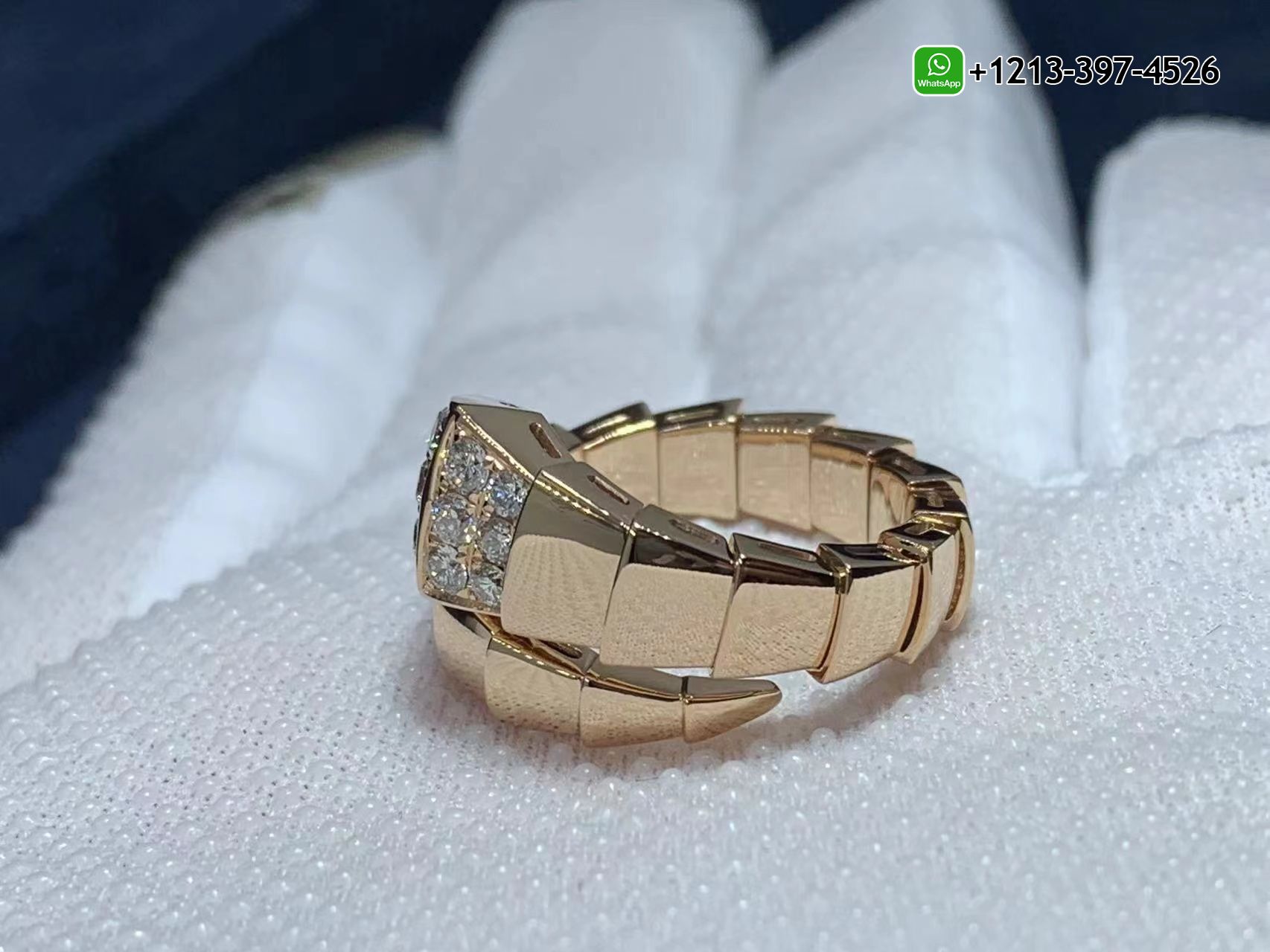 mbi4utzjatu Best Quality 1:1 Bvlgari Serpenti Viper 18K Rose Gold Pavé Diamonds on The Head One-coil Ring - High Quality 18k Gold and Diamond Luxury Distinctive Collection Designer Jewelry Customized Factory Price - Image 6