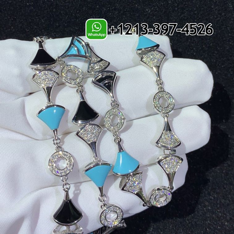 mbsmvpxmlck Custom Made Best Sellers Quality 1:1 Bulgari Divas’ Dream Necklace White Gold in Turquoise with Onyx and Diamonds High Jewelry - High Quality 18k Gold and Diamond Luxury Distinctive Collection Designer Jewelry Customized Factory Price - Image 5