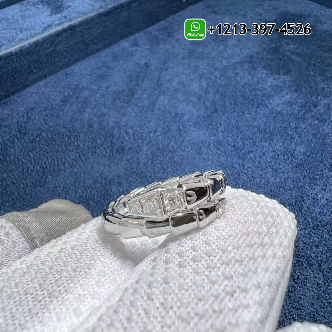 mfkqh51b13x Custom Made Best Sellers Quality 1:1 Bvlgari Serpenti Viper One-coil Diamond 18K White Gold Ring - High Quality 18k Gold and Diamond Luxury Distinctive Collection Designer Jewelry Customized Factory Price - Image 5