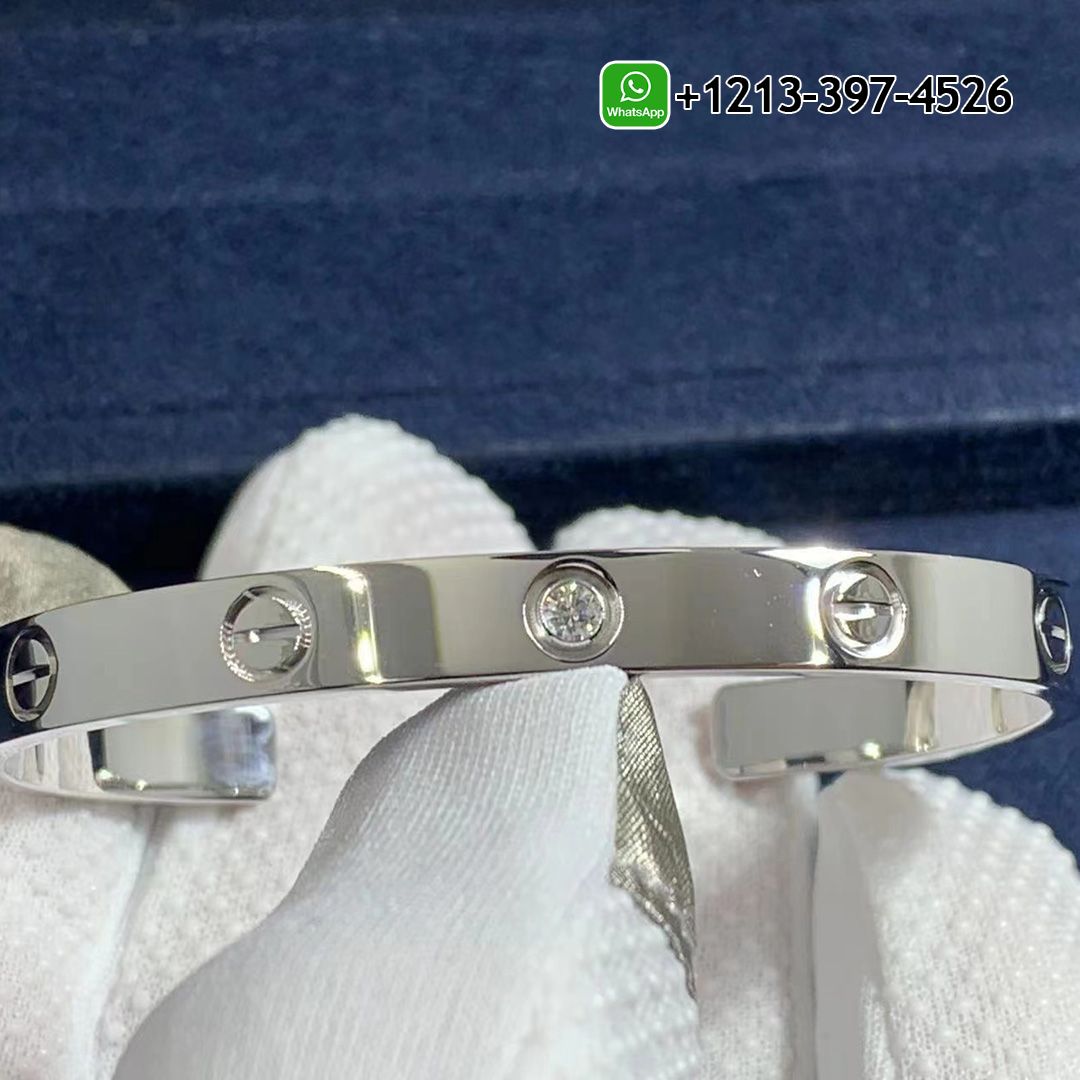 Custom Made Best Quality 1:1 Cartier 18K White Gold 1 Diamond LOVE Cuff Bracelet - High Quality 18k Gold and Diamond Luxury Distinctive Collection Designer Jewelry Customized Factory Price Mgwnpfzspic