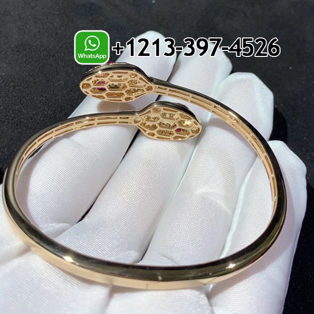 mhhd24xzkk3 Custom Made Best Quality 1:1 Bulgari Serpenti 18 kt rose gold set with rubellite eyes and pavé diamonds bracelet - High Quality 18k Gold and Diamond Luxury Distinctive Collection Designer Jewelry Customized Factory Price - Image 4
