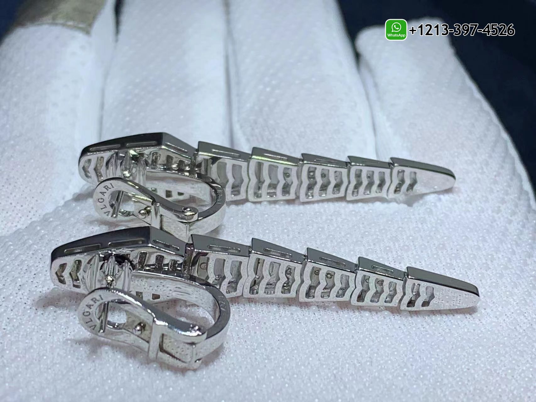 mijtshu4w1b Best Sellers 1:1 Quality Cheap Custom Made Bvlgari Serpenti Viper 18k White Gold Full Pave Diamonds Drop Earrings - High Quality 18k Gold and Diamond Luxury Distinctive Collection Designer Jewelry Customized Factory Price - Image 7