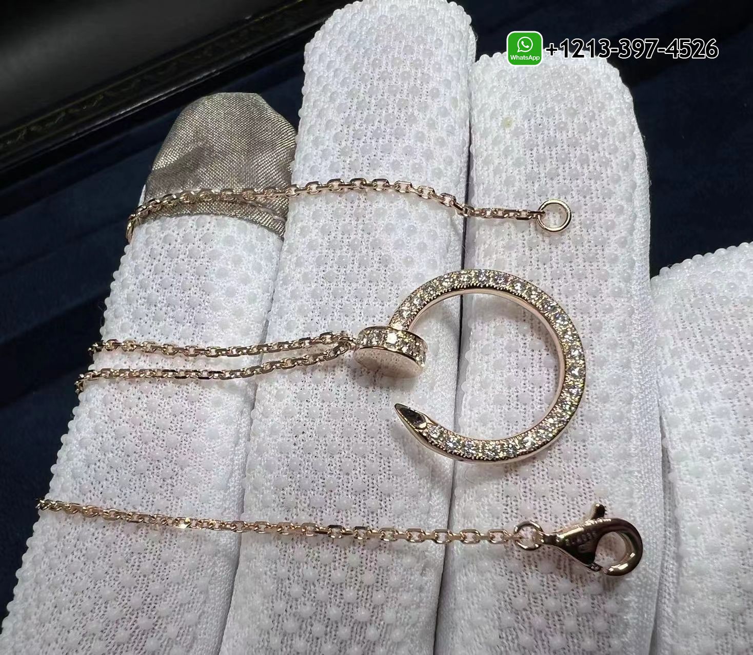 mjdkhyd0jur Custom Made Best Sellers Quality 1:1 Copy Cartier 18k Rose Gold Pave Diamond Juste Un Clou Nail Pendant Necklace - High Quality 18k Gold and Diamond Luxury Distinctive Collection Designer Jewelry Customized Factory Price - Image 2