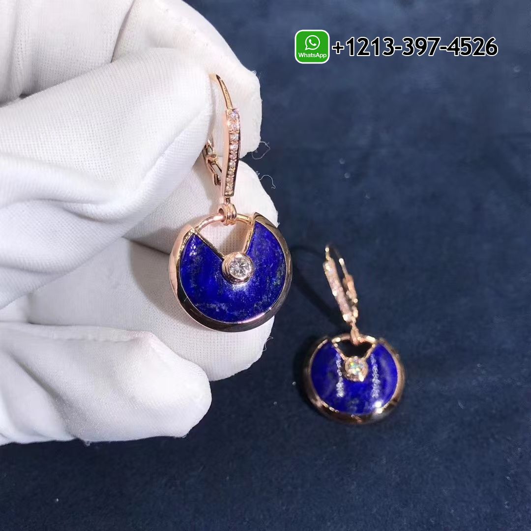 msnz5gioq41 Custom Made Best Sellers Quality 1:1 Cartier Amulette Lapis Lazuli Diamond 18 Karat Rose Gold Dangle Earrings - High Quality 18k Gold and Diamond Luxury Distinctive Collection Designer Jewelry Customized Factory Price - Image 3