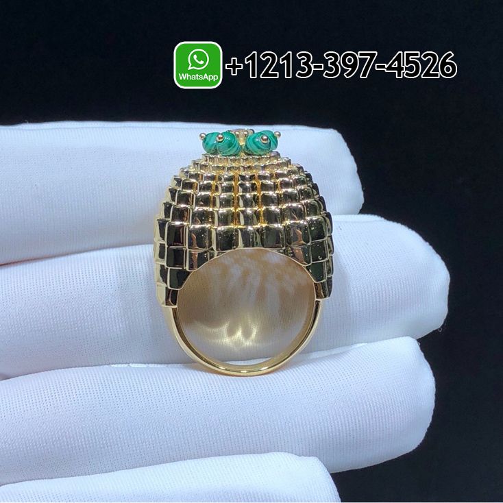 muf1pn2ui10 Best Sellers 1:1 Quality Cheap Cartier Cactus De Cartier Malachite Diamond 18K Yellow Gold Ring - High Quality 18k Gold and Diamond Luxury Distinctive Collection Designer Jewelry Customized Factory Price - Image 3