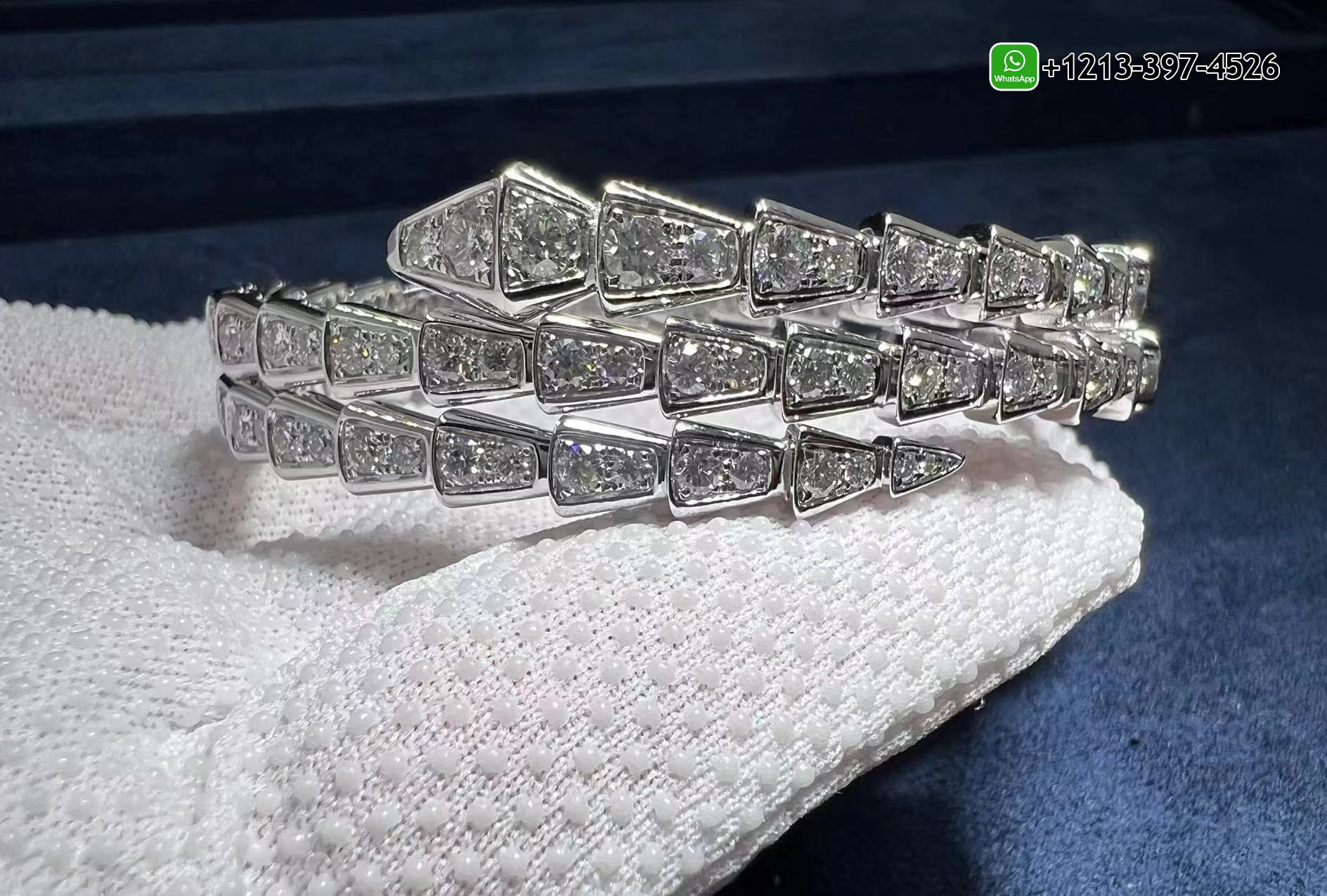 mwoskwpsmdi Best Quality Bvlgari Serpenti Viper 18K White Gold & Pavé Diamond 2-Coil Bracelet - High Quality 18k Gold and Diamond Luxury Distinctive Collection Designer Jewelry Customized Factory Price - Image 4