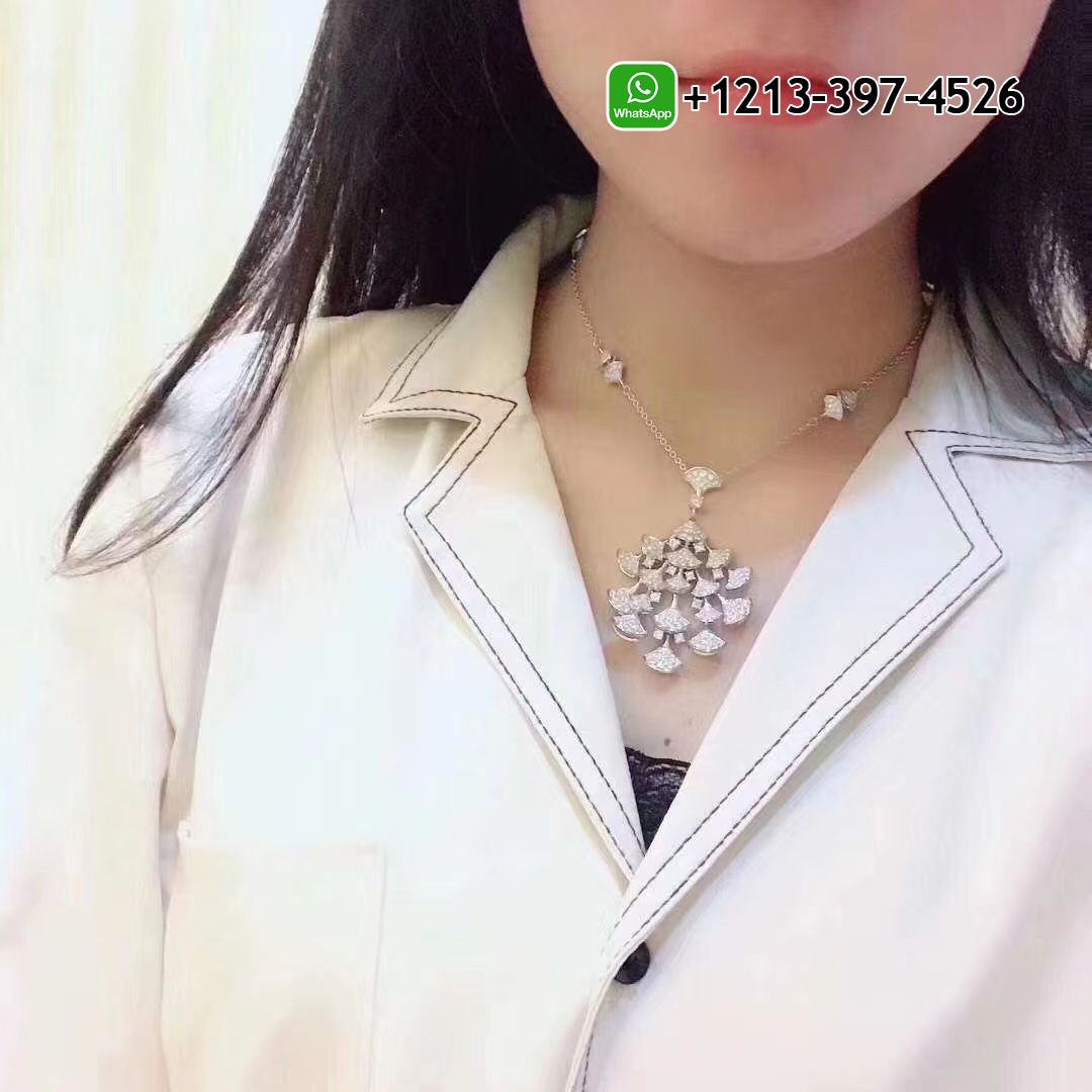 mxfvbchsc11 Custom Made Best Quality 1:1 Bvlgari Divas Dream 18k White Gold Full Pave Diamonds Pendant Necklace - High Quality 18k Gold and Diamond Luxury Distinctive Collection Designer Jewelry Customized Factory Price - Image 5