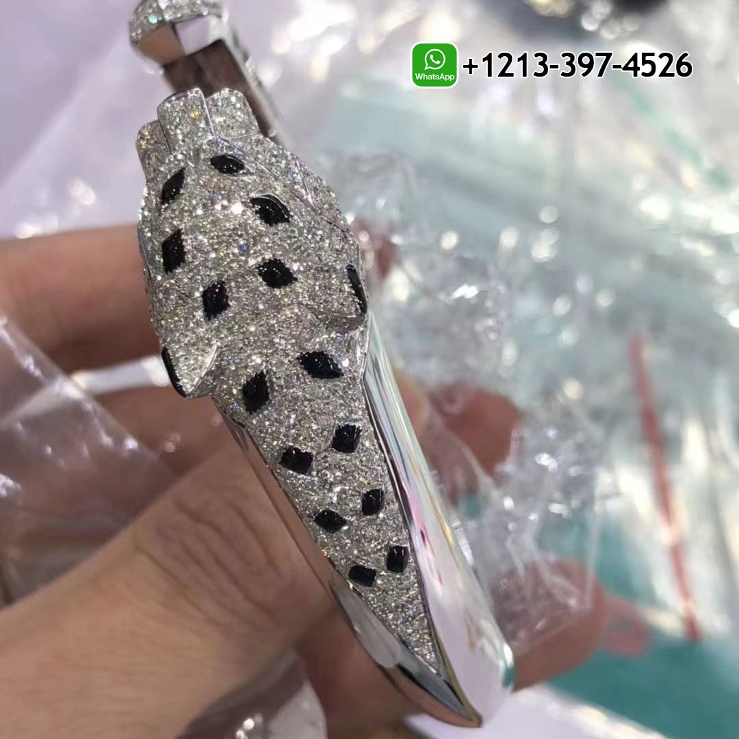 myvgabzmjng Custom Made Best Sellers Quality 1:1 Cartier 18k Yellow Gold Diamonds Emeralds Onyx Panthere de Cartier Bracelet - High Quality 18k Gold and Diamond Luxury Distinctive Collection Designer Jewelry Customized Factory Price - Image 5