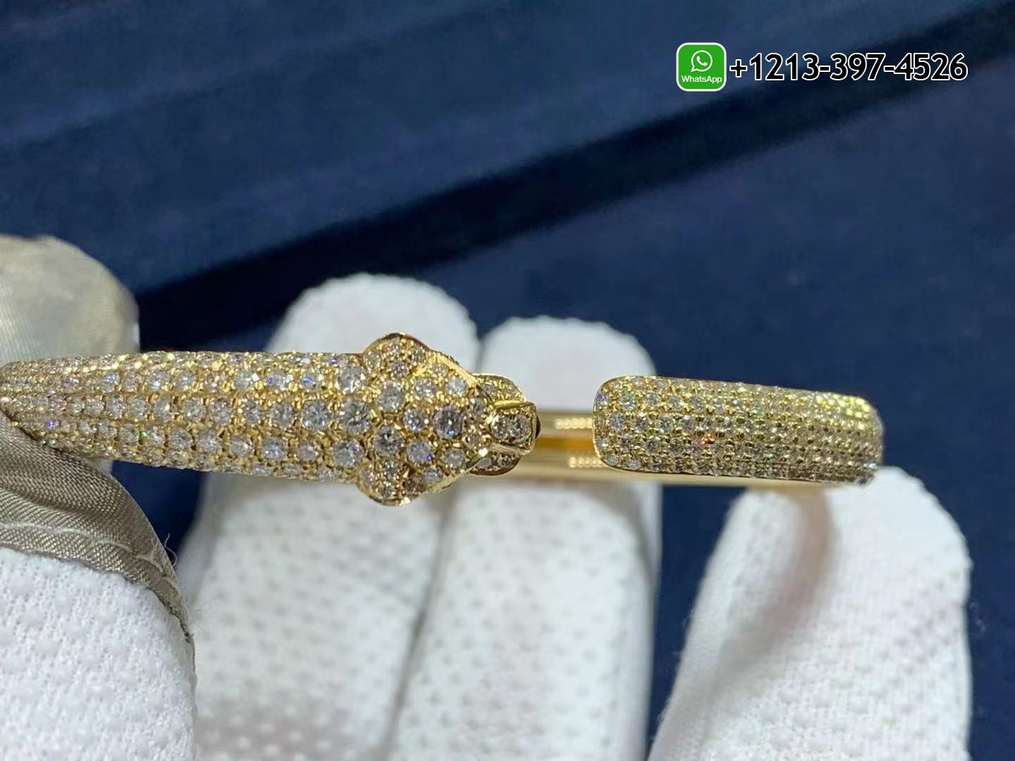 n03j154fedv Best Sellers 1:1 Quality Cheap Custom Made Cartier 18k Yellow Gold Pave Diamond Small Panthère de Cartier Bracelet - High Quality 18k Gold and Diamond Luxury Distinctive Collection Designer Jewelry Customized Factory Price - Image 2