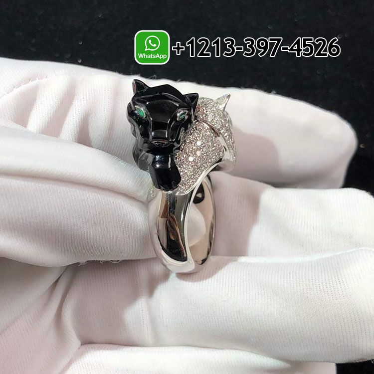 na2oaifdkfz Custom Made Best Sellers Quality 1:1 Cartier Panthère de Cartier 18K White Gold Diamond Emerald Onyx Ring - High Quality 18k Gold and Diamond Luxury Distinctive Collection Designer Jewelry Customized Factory Price - Image 3