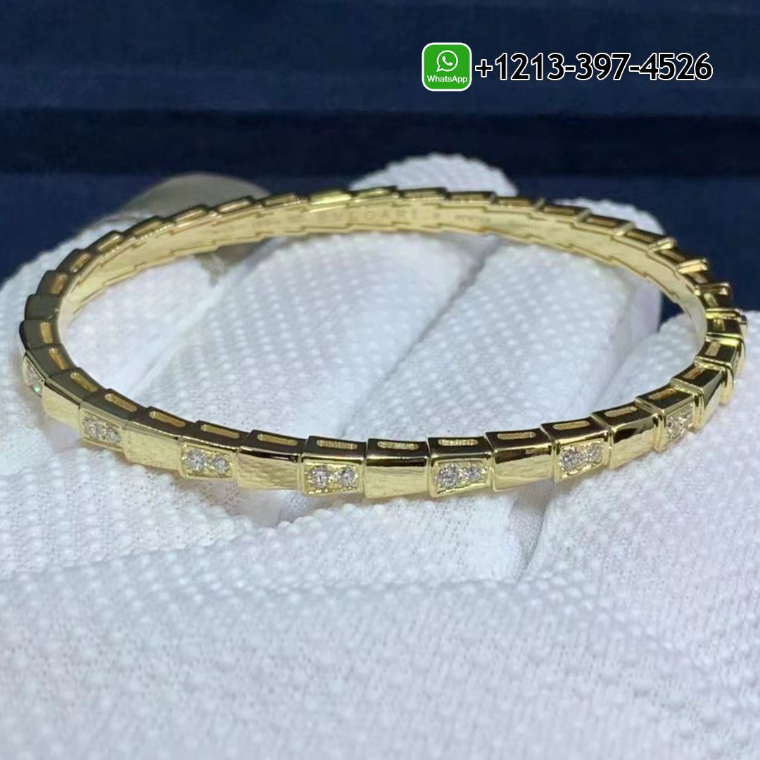 Custom Made Best Quality 1:1 Cheap Bvlgari Serpenti 18k Yellow Gold Set with Demi Pavé Diamonds Bracelet - High Quality 18k Gold and Diamond Luxury Distinctive Collection Designer Jewelry Customized Factory Price Nekikp3qw1i