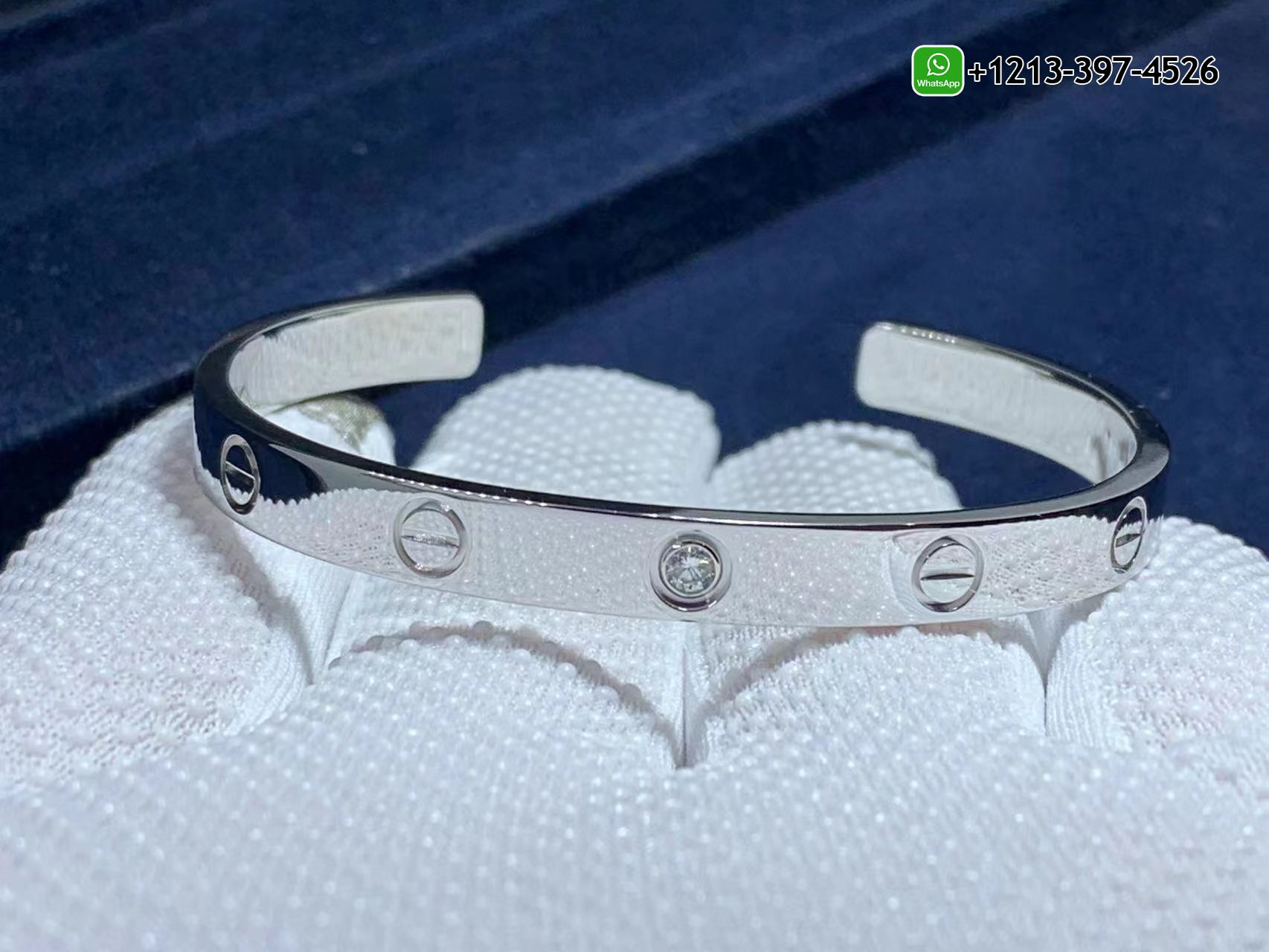 ngx5fg0xhrq Custom Made Best Quality 1:1 Cartier 18K White Gold 1 Diamond LOVE Cuff Bracelet - High Quality 18k Gold and Diamond Luxury Distinctive Collection Designer Jewelry Customized Factory Price - Image 3