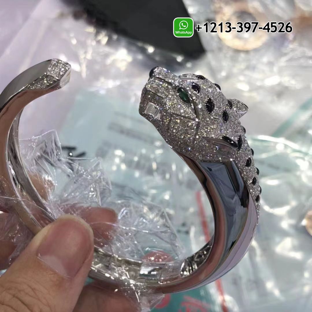 njafrb3fsbo Custom Made Best Sellers Quality 1:1 Cartier 18k Yellow Gold Diamonds Emeralds Onyx Panthere de Cartier Bracelet - High Quality 18k Gold and Diamond Luxury Distinctive Collection Designer Jewelry Customized Factory Price - Image 6