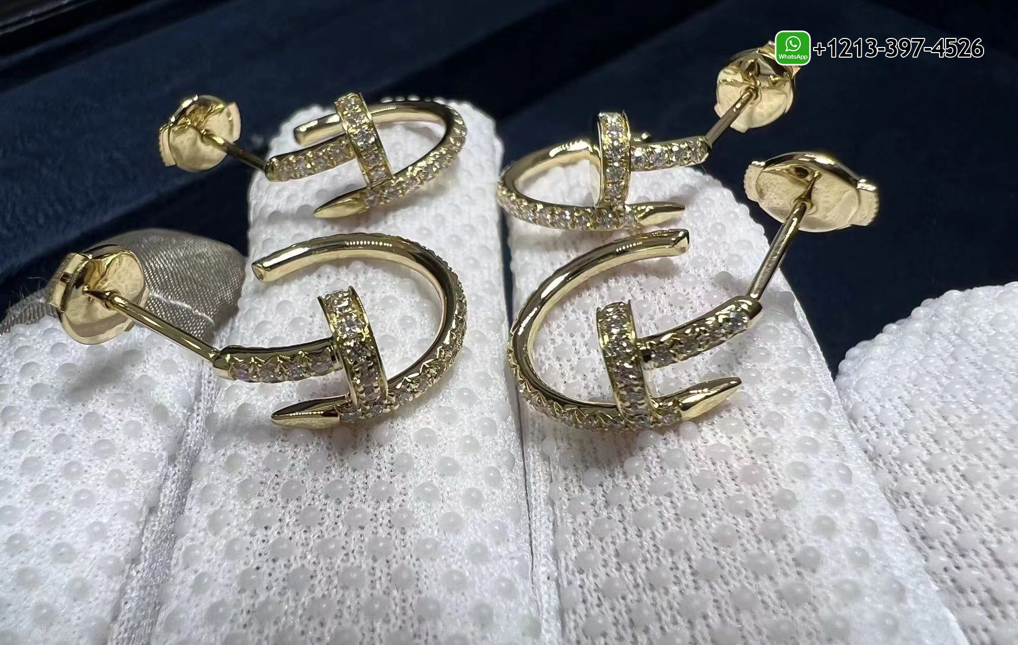 nla3ujh0lau Custom Made Best Sellers Quality 1:1 Copy Cartier Juste un Clou 18k Yellow Gold Pave Diamond Nail Hoop Earrings - High Quality 18k Gold and Diamond Luxury Distinctive Collection Designer Jewelry Customized Factory Price - Image 6