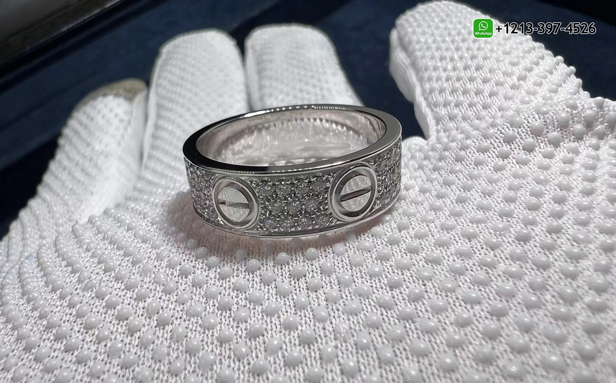 nmfmgidzuwt Custom Made 1:1 Best Quality Cartier Love 18K White Gold Full Diamond-Paved 6.5MM Band Ring - High Quality 18k Gold and Diamond Luxury Distinctive Collection Designer Jewelry Customized Factory Price - Image 6