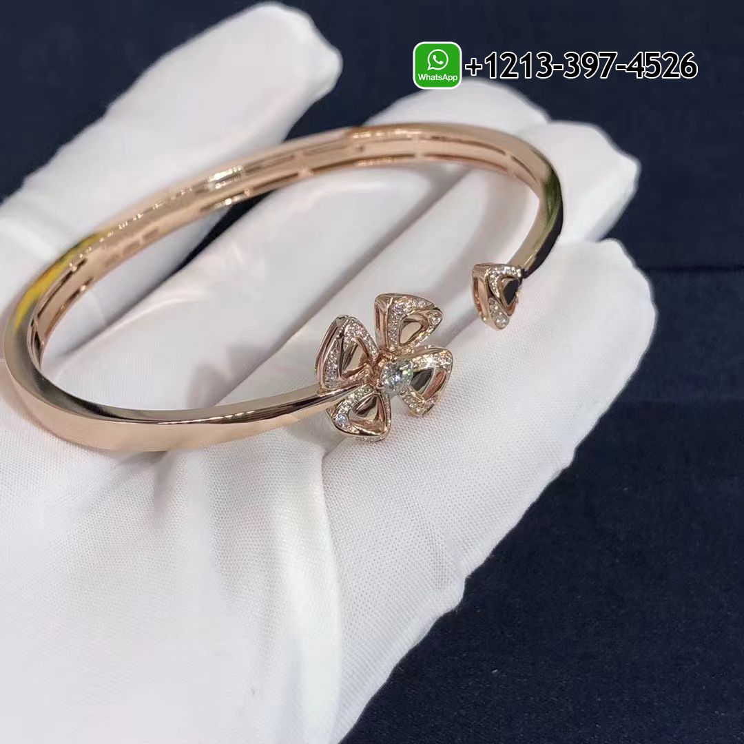 Custom Made Best Quality 1:1 Bulgari Fiorever 18 Kt Rose Gold Pavé Diamonds Bracelet - High Quality 18k Gold and Diamond Luxury Distinctive Collection Designer Jewelry Customized Factory Price Npo35c2ws31