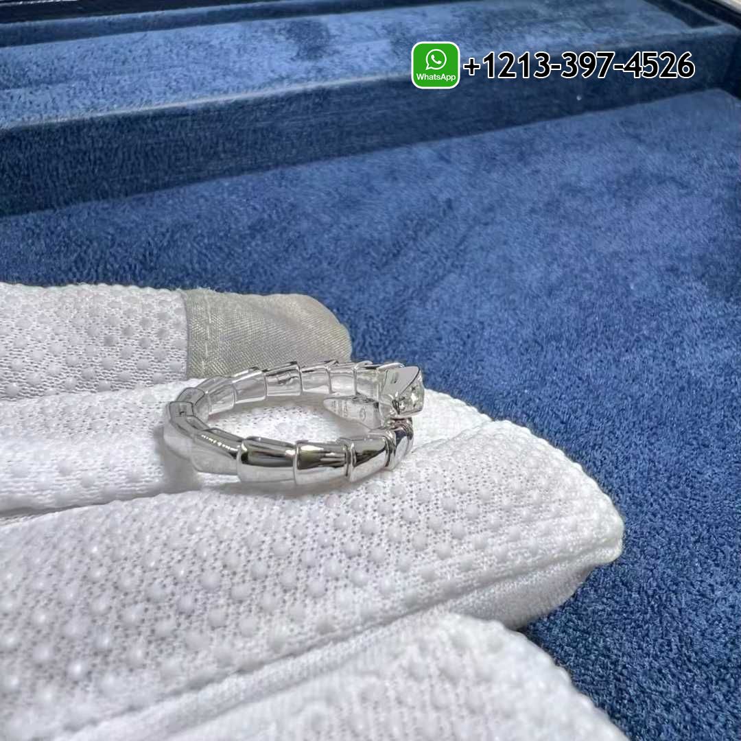 nruk0huwhjk Custom Made Best Sellers Quality 1:1 Bvlgari Serpenti Viper One-coil Diamond 18K White Gold Ring - High Quality 18k Gold and Diamond Luxury Distinctive Collection Designer Jewelry Customized Factory Price - Image 6