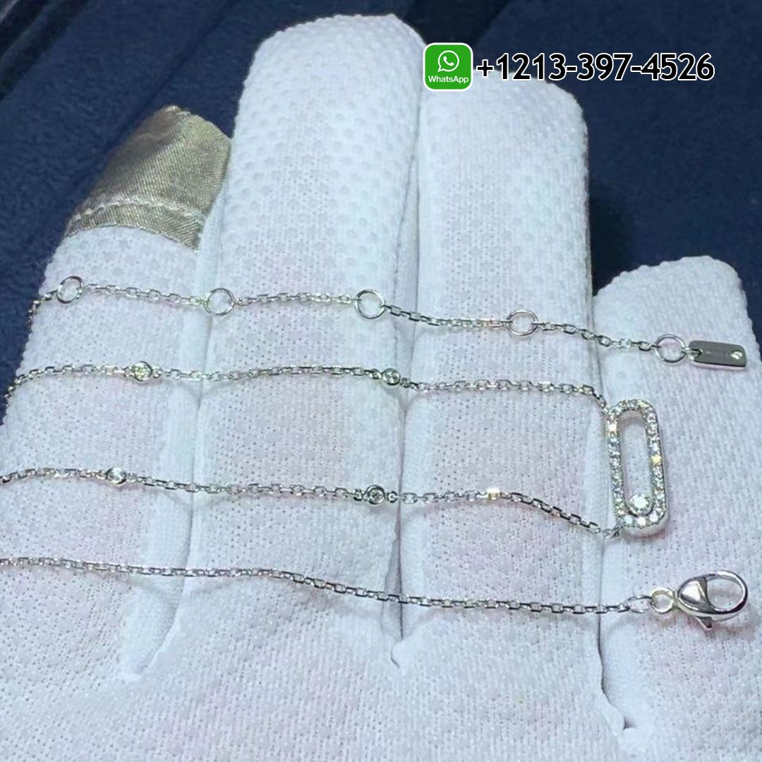 nscntdjrwed Best Sellers 1:1 Quality Cheap Messika Move Uno Pavé Diamond 18K White Gold Necklace - High Quality 18k Gold and Diamond Luxury Distinctive Collection Designer Jewelry Customized Factory Price