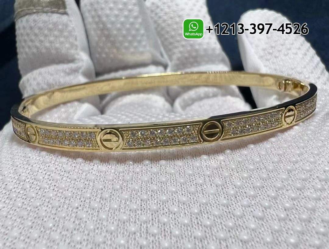 ntldtbkgqa1 Custom Made Cartier Love Bracelet Pave Diamond Small Model 18k Yellow Gold - High Quality 18k Gold and Diamond Luxury Distinctive Collection Designer Jewelry Customized Factory Price - Image 6