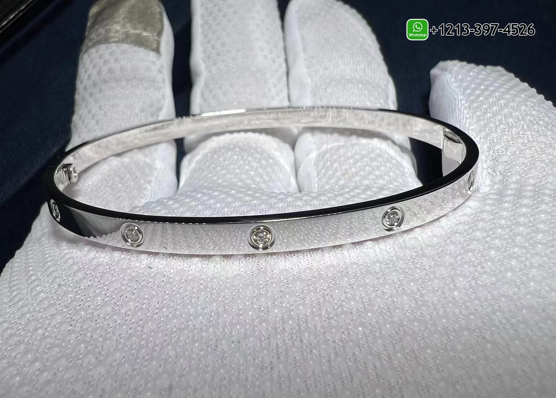 nto1r4a4upu Custom Made Cartier Love 18K White Gold 10 Diamond Small Model Bracelet - High Quality 18k Gold and Diamond Luxury Distinctive Collection Designer Jewelry Customized Factory Price - Image 2