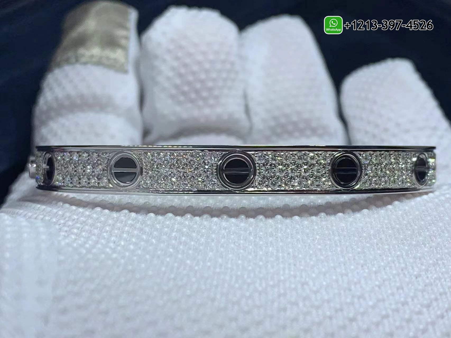 nvhue15n11x Best Sellers 1:1 Quality Cheap Custom Made Cartier Love 18k White Gold Pave Diamond Black Ceramic Bracelet - High Quality 18k Gold and Diamond Luxury Distinctive Collection Designer Jewelry Customized Factory Price - Image 3