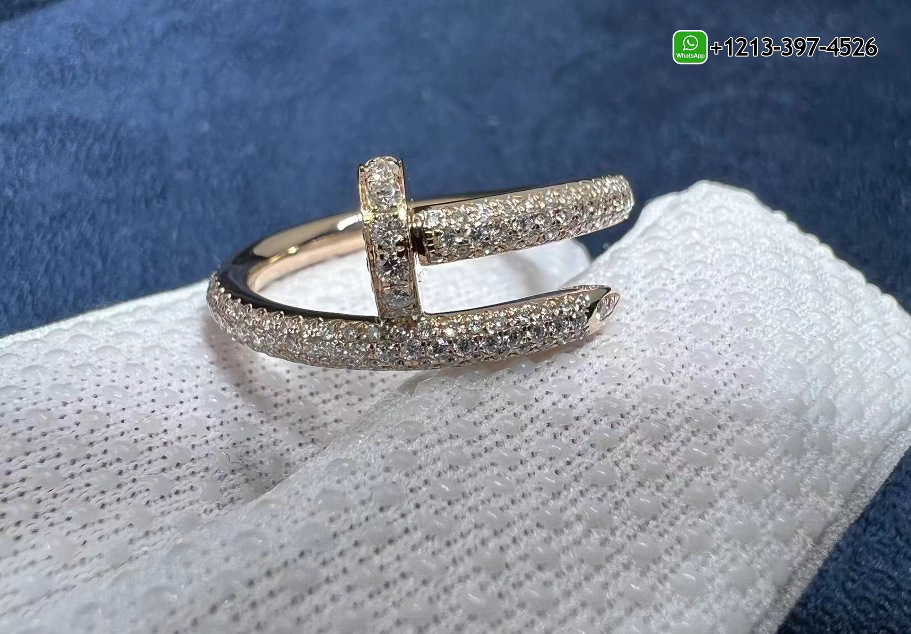 ny5yix43y2g Custom Made Best Sellers Quality 1:1 Copy Cartier 18K Rose Gold Full Pave Diamond Juste Un Clou Nail Ring - High Quality 18k Gold and Diamond Luxury Distinctive Collection Designer Jewelry Customized Factory Price - Image 2