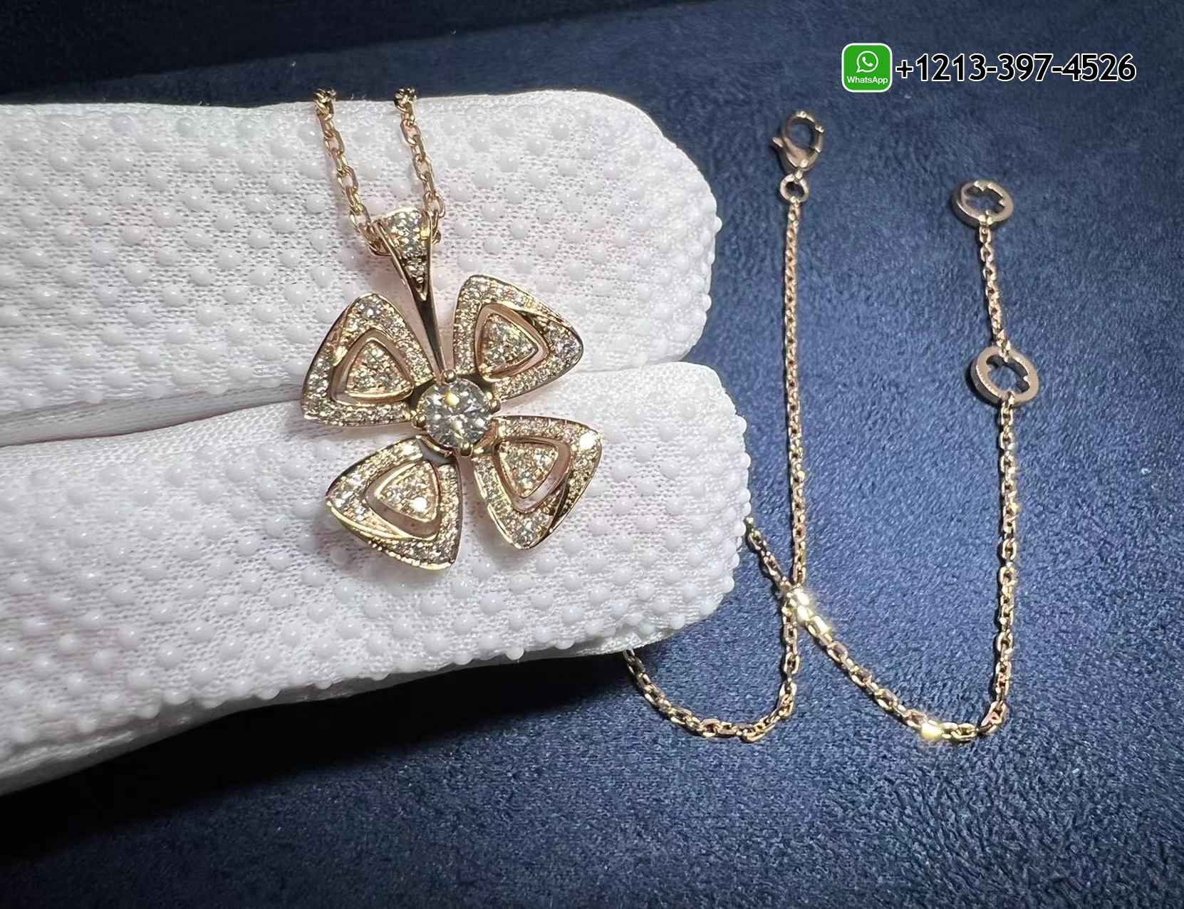 o3bxsmb5vy3 1:1 Best Quality Cheap Custom Made Bvlgari Fiorever 18k Rose Gold Central Diamond Pendant Necklace - High Quality 18k Gold and Diamond Luxury Distinctive Collection Designer Jewelry Customized Factory Price - Image 5