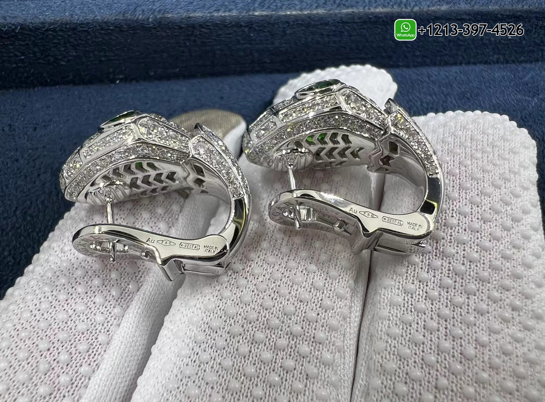o3sb5cky21j Bvlgari Serpenti 18k White Gold Emerald Eyes and Pavé Diamonds Earrings 354702 - High Quality 18k Gold and Diamond Luxury Distinctive Collection Designer Jewelry Customized Factory Price - Image 5