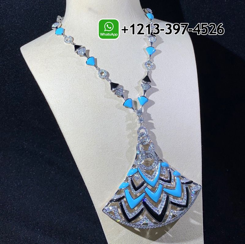 o4ev1o1yrui Custom Made Best Sellers Quality 1:1 Bulgari Divas’ Dream Necklace White Gold in Turquoise with Onyx and Diamonds High Jewelry - High Quality 18k Gold and Diamond Luxury Distinctive Collection Designer Jewelry Customized Factory Price - Image 8