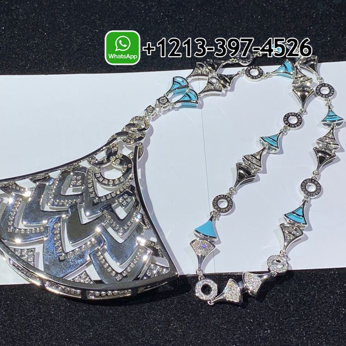 o4ogcqjpkjh Custom Made Best Sellers Quality 1:1 Bulgari Divas’ Dream Necklace White Gold in Turquoise with Onyx and Diamonds High Jewelry - High Quality 18k Gold and Diamond Luxury Distinctive Collection Designer Jewelry Customized Factory Price - Image 2
