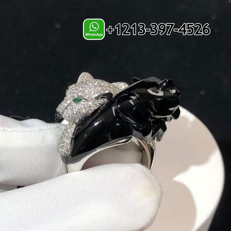 oaergyvzp4c Custom Made Best Sellers Quality 1:1 Cartier Panthère de Cartier 18K White Gold Diamond Emerald Onyx Ring - High Quality 18k Gold and Diamond Luxury Distinctive Collection Designer Jewelry Customized Factory Price - Image 6