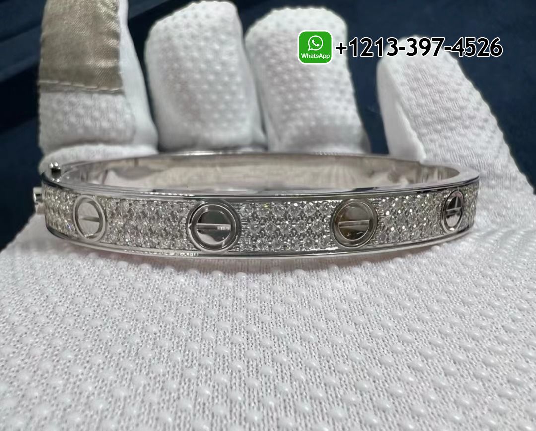 oitw4ndjhpx Custom Made Cartier Love Pave Diamond Bracelet 18k White Gold - High Quality 18k Gold and Diamond Luxury Distinctive Collection Designer Jewelry Customized Factory Price - Image 4