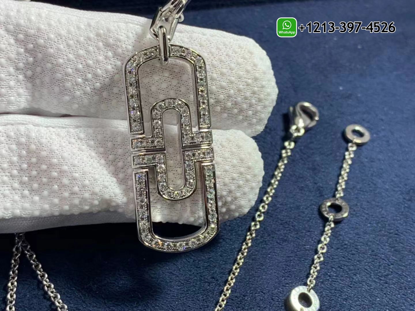 okr10jhlukz Custom Made Best Quality 1:1 Bvlgari Parentesi 18K White Gold Full Pavé Diamonds Pendant Necklace - High Quality 18k Gold and Diamond Luxury Distinctive Collection Designer Jewelry Customized Factory Price - Image 2
