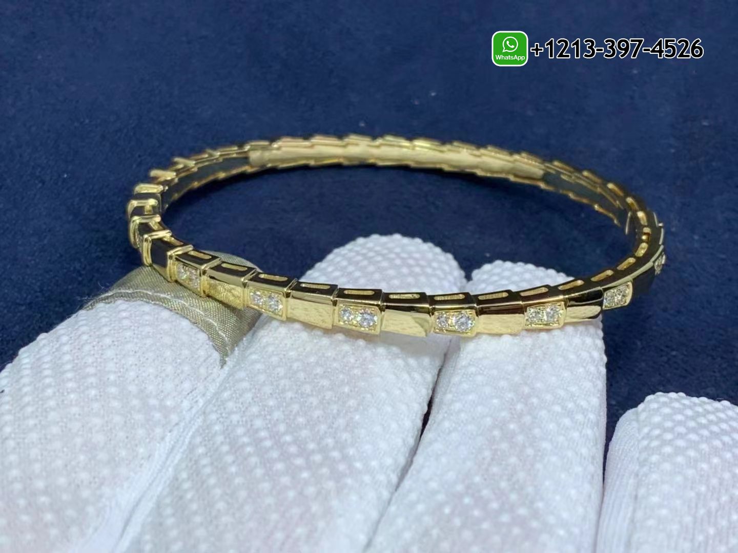 okuxctr5pjs Custom Made Best Quality 1:1 Cheap Bvlgari Serpenti 18k Yellow Gold Set with Demi Pavé Diamonds Bracelet - High Quality 18k Gold and Diamond Luxury Distinctive Collection Designer Jewelry Customized Factory Price - Image 8