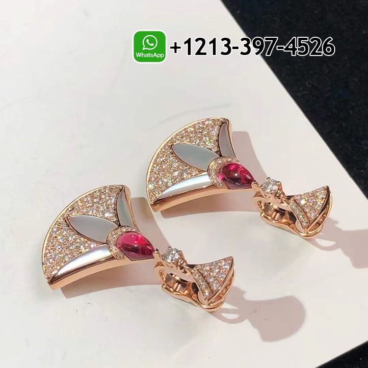 ooijiexymm5 Custom Made Best Quality 1:1 Bulgari 18k Rose Gold 2.21cttw Diamond And Mother Of Pearl Divas Dream Drop Earrings - High Quality 18k Gold and Diamond Luxury Distinctive Collection Designer Jewelry Customized Factory Price - Image 2