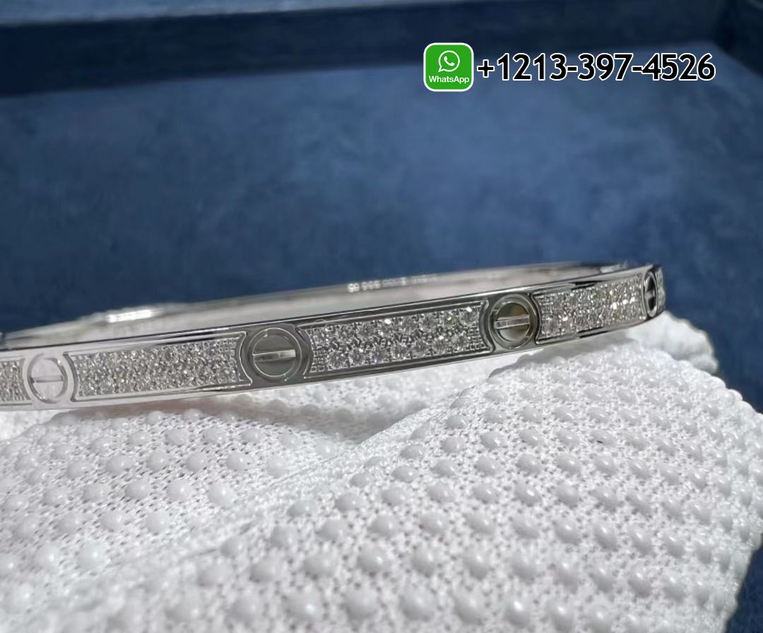 os2glme1hem High-end sale Custom Made 1:1 Quality Cartier 18K White Gold Diamond Paved Small Model LOVE Bracelet - High Quality 18k Gold and Diamond Luxury Distinctive Collection Designer Jewelry Customized Factory Price - Image 7