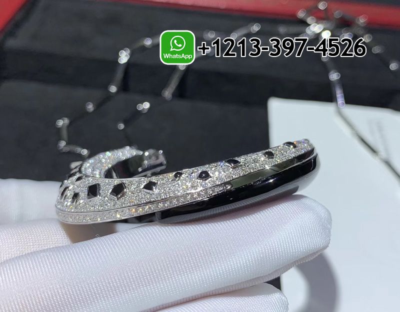 ouzpac1cffe Custom Made Best Quality 1:1 Panthere de Cartier 18k White Gold Pave Diamond Onyx Emeralds Black Ceramic Necklace - High Quality 18k Gold and Diamond Luxury Distinctive Collection Designer Jewelry Customized Factory Price - Image 4