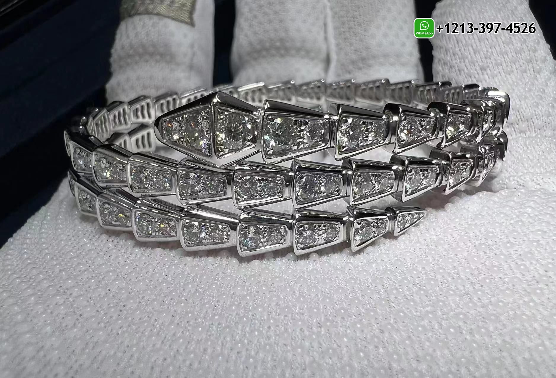 ovritfscdoo Best Quality Bvlgari Serpenti Viper 18K White Gold & Pavé Diamond 2-Coil Bracelet - High Quality 18k Gold and Diamond Luxury Distinctive Collection Designer Jewelry Customized Factory Price - Image 6